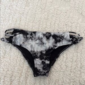 Black and White Tie-Dye Bikini Bottom
